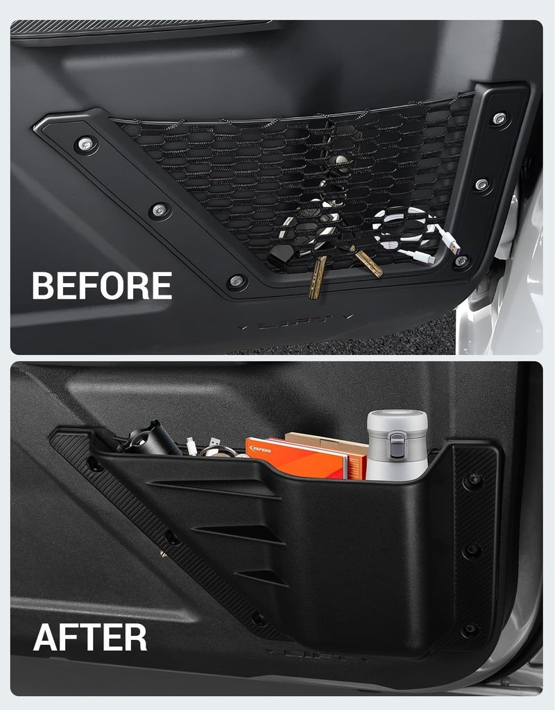Ecarzo Front Door Storage Pockets Box for 2025 2024 2023 2022 2021 Bronco 2/4 Cup Holder Side Organizer Storage Expansion Interior Accessories 2 PCS - Image 2