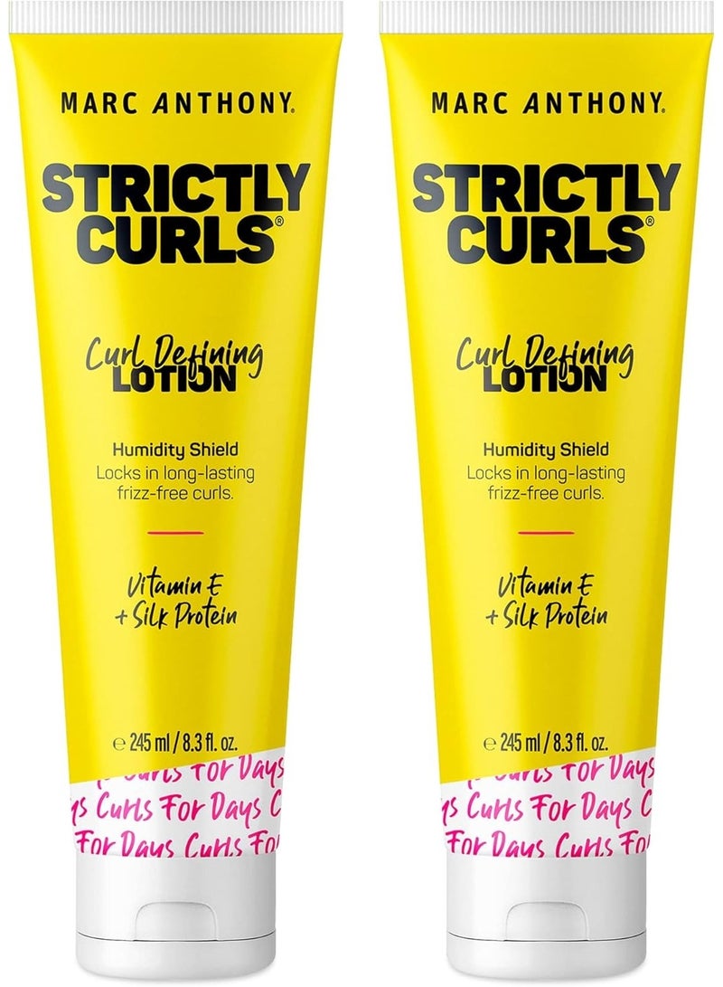 مارك أنتوني لوشن تحديد تجعيدات الشعر من ستريكتلي كيرلز، عبوتان، جل شعر ببروتين الحرير وفيتامين هـ للشعر الجاف والتالف والمجعد، خالي من الكبريتات، مرطب، مزيل للتشابك، مضاد للتجعد، منتج تصفيف الشعر، 83 أونصة سائلة - Image 1