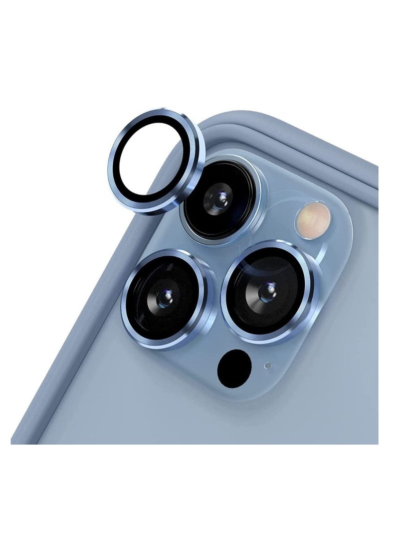Camera Lens Protector 9H Tempered Glass And Aluminum Alloy Ring Anti Scrach HD Camera Screen Protector Compatible with iPhone 13 Pro / 13 Pro Max (blue) 