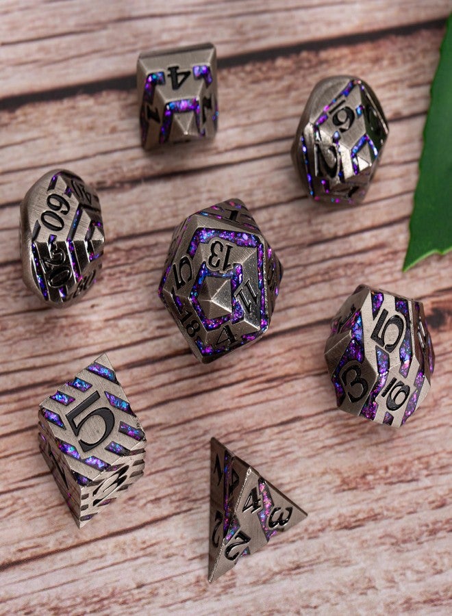 Maywin Inlay Metal Dice Set 7pcs, Luxury DND Dice with Decorative Inlay, Heavy Zinc Alloy RPG Dice for Tabletop Games - Image 5