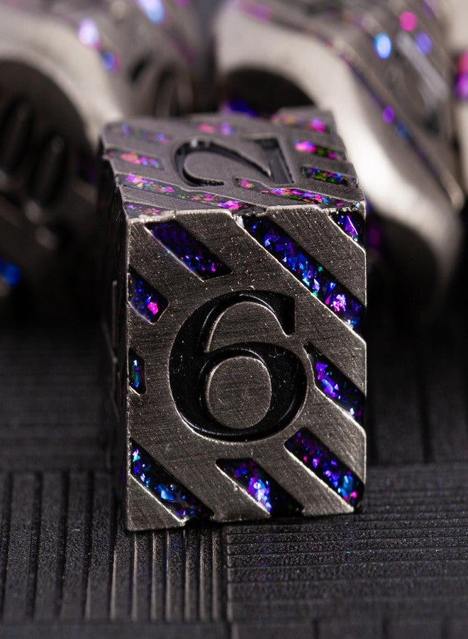 Maywin Inlay Metal Dice Set 7pcs, Luxury DND Dice with Decorative Inlay, Heavy Zinc Alloy RPG Dice for Tabletop Games - Image 3