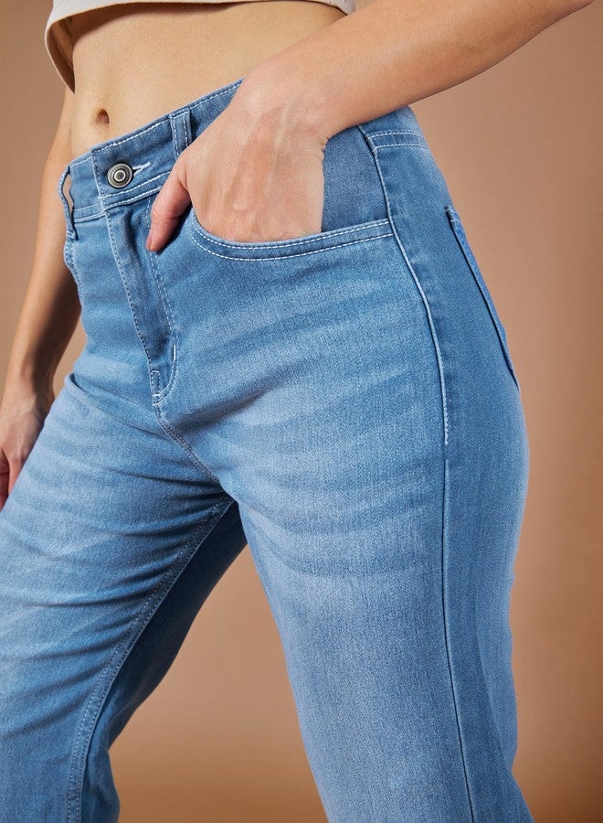 مس تشايس بنطلون جينز نسائي واسع الساق بخصر مرتفع/متوسط الطول من Miss Chase (مقاسات كبيرة (MCSS24DEN79-02-158-26، أزرق فاتح، 26) - Image 5