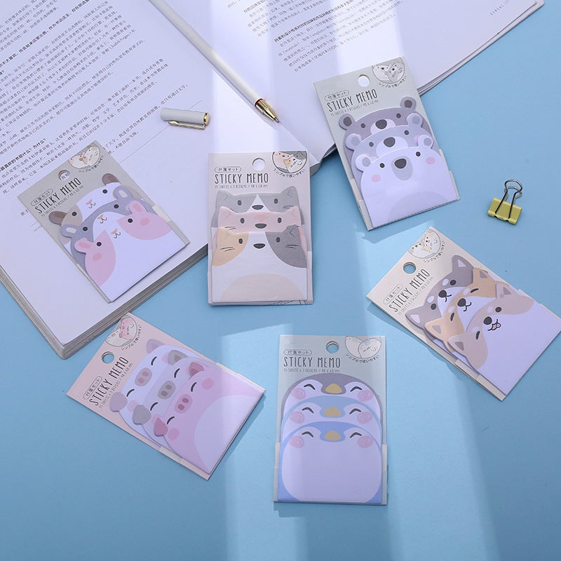 Sheng Shu Super Sticky Cartoon Post-It Notes Cute Set 3 Animal Stacking Combinations Student Note Paper 45 Pages - Image 2