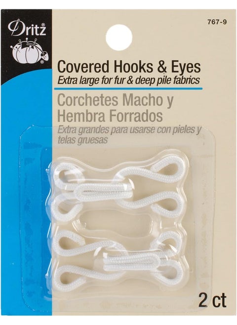 Dritz Covered Hooks  Eyes Extra Large 2 Set White