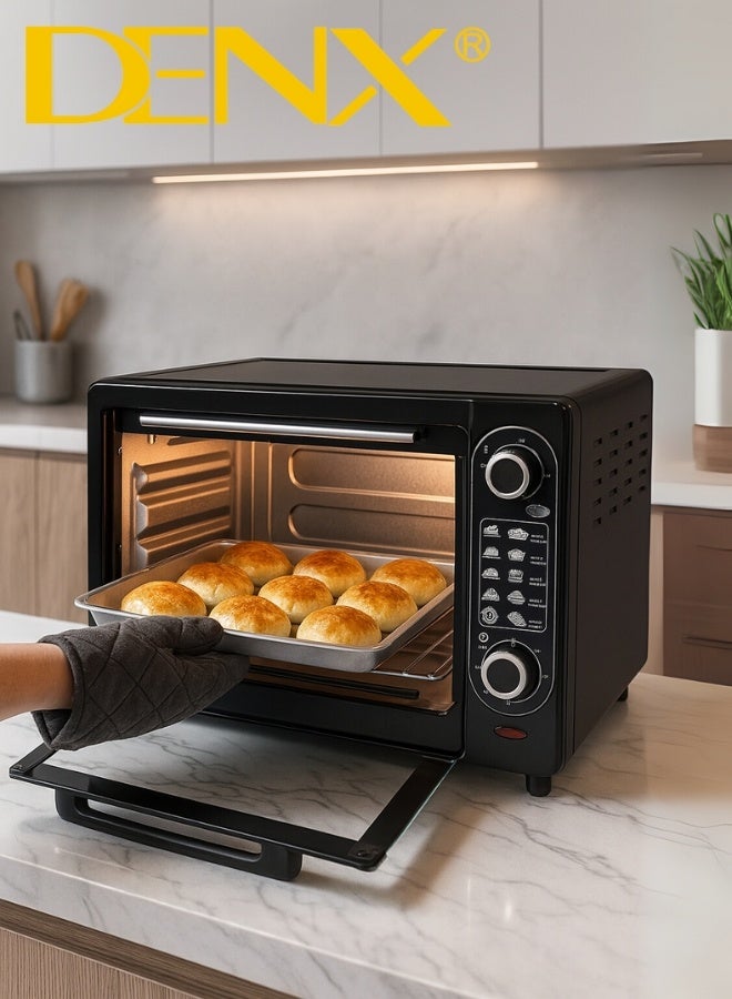دينكس فرن كهربائي من DENX، سعة 48 لتر، قدرة 2000 واط، أنابيب تسخين مزدوجة علوية وسفلية، توزيع حراري متساوٍ، مؤقت حتى 60 دقيقة، تحكم مستقل بدرجة الحرارة، مثالي للخبز والشوي والتحميص وتحضير الدجاج والبيتزا والمعجنات، تصميم عصري عملي للاستخدام المنزلي - Image 2
