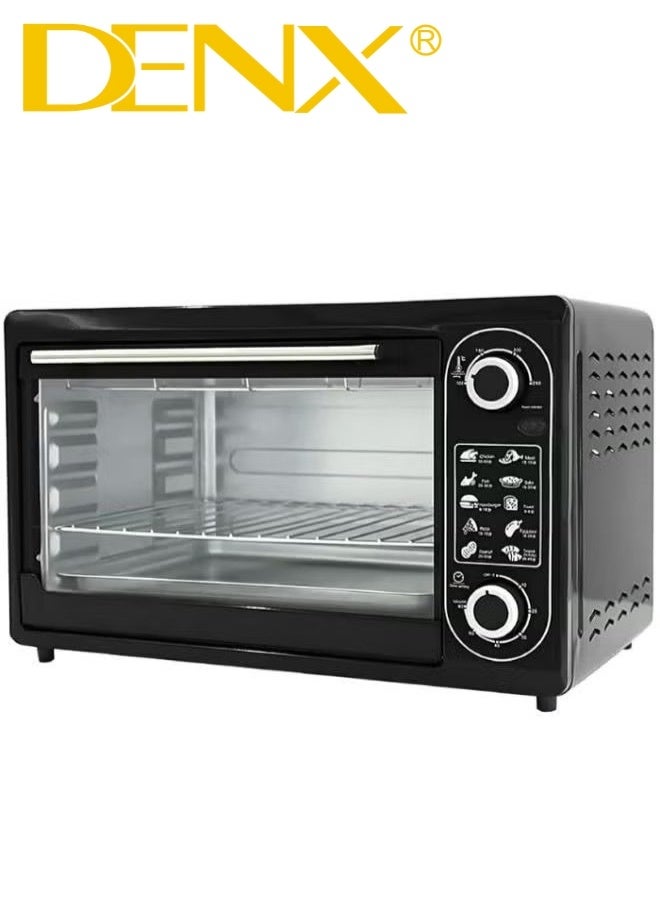 دينكس فرن كهربائي من DENX، سعة 48 لتر، قدرة 2000 واط، أنابيب تسخين مزدوجة علوية وسفلية، توزيع حراري متساوٍ، مؤقت حتى 60 دقيقة، تحكم مستقل بدرجة الحرارة، مثالي للخبز والشوي والتحميص وتحضير الدجاج والبيتزا والمعجنات، تصميم عصري عملي للاستخدام المنزلي - Image 3