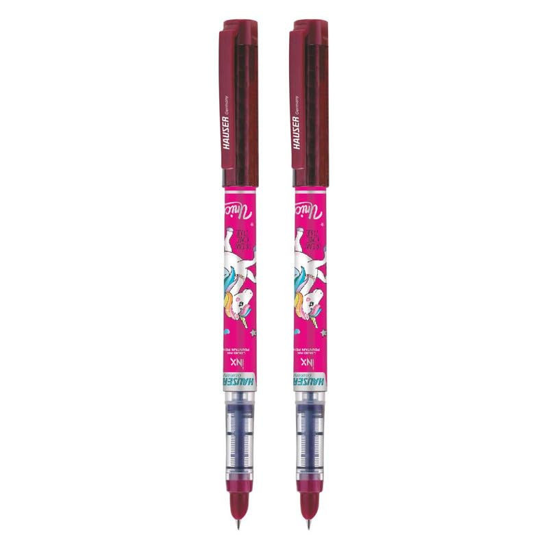 Hauser Inx Unicorn Fountain Pen | Smooth Round Nib With Iridium Tip | 2 Ink Cartridges | Unique Liquid Ink System | Blue Ink, Pack of 2 - Image 5