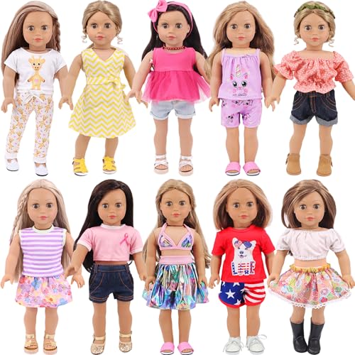 K. T. Fancy K.T. Fancy 10 Sets American 18 Inch Doll Clothes and Accessories Include Doll Clothing Dress Fit for 18 inch Dolls ( No Doll ) - Image 1