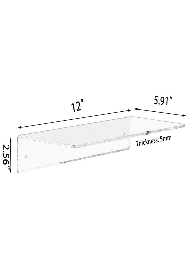 Weiai Clear Acrylic Shelves 12 Inch, Floating Wall Mounted Shelf for Wall Storage, Set of 2 - Image 2