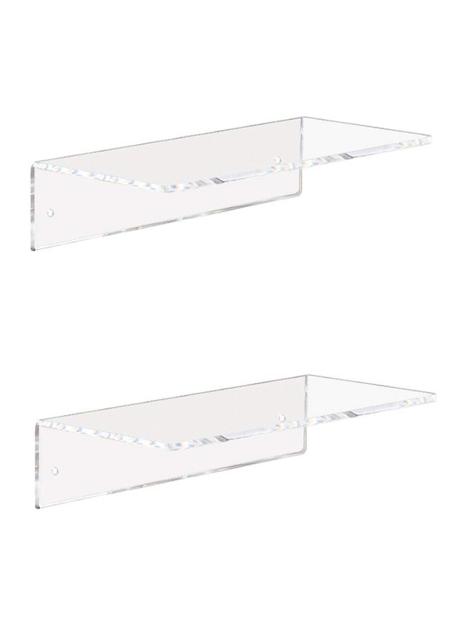 Weiai Clear Acrylic Shelves 12 Inch, Floating Wall Mounted Shelf for Wall Storage, Set of 2 - Image 1