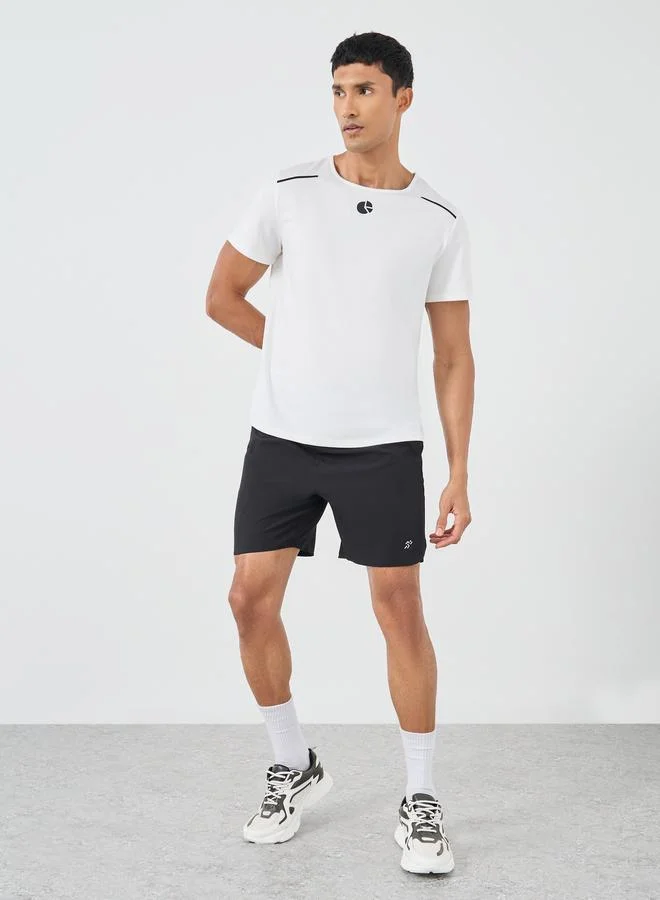 Styli Active Minimal Print Shoulder Reflector Regular Fit T-Shirt