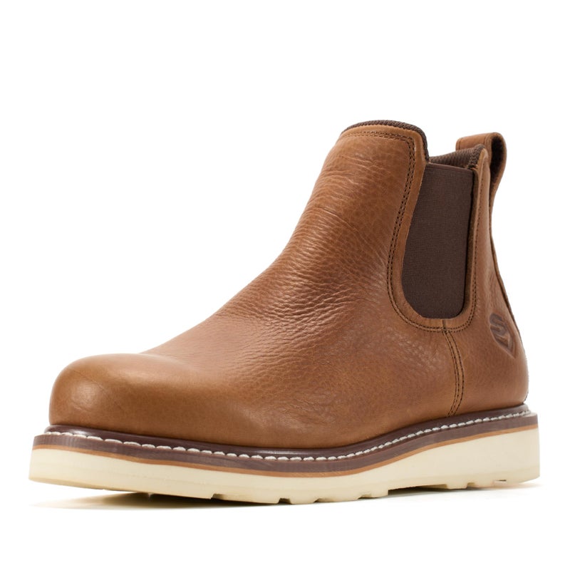 SUREWAY Men's Slip On Chlesea Work Boots for Men - Soft Toe,Lightweight Comfortable,Full Grain Leather,Slip-resistant Wedge Sole,TOBACCO,Size 10.5 - Image 1