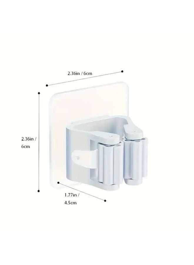 4Pcs Gray Punch Free Markless Mop Clips Wall Mounted Broom Holder Strong Adhesive - Image 4
