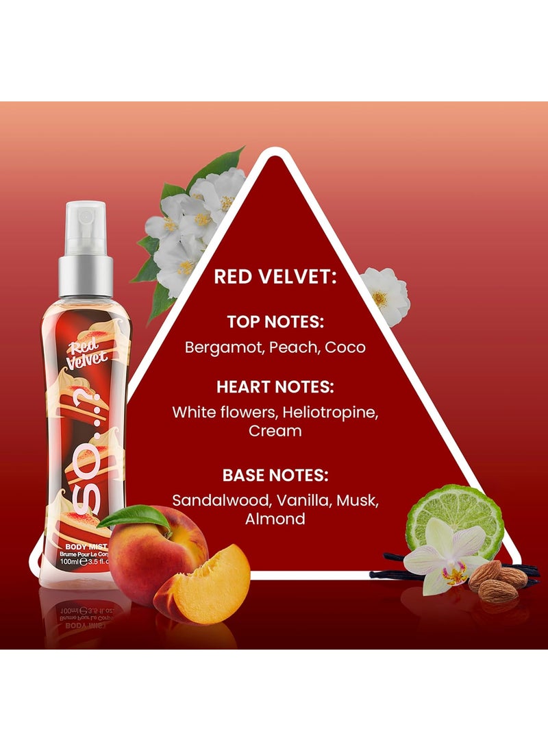 So..? So Red Velvet Body Mist  Fruity Floral Vanilla Perfume for Women  6 Hour Wear Body Spray for Women  Cruelty Free  35 oz  - Image 2