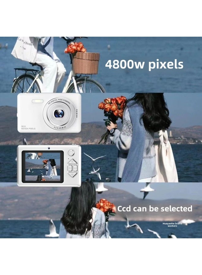 Dual-camera HD Pixel Ccd Digital Camera Self-timer Vlog Small Card Machine Student Campus Introduction To Mobile Phone-Body Color: Xx*6 Shy Powder - No Memory Card/cannot Shoot - Image 4