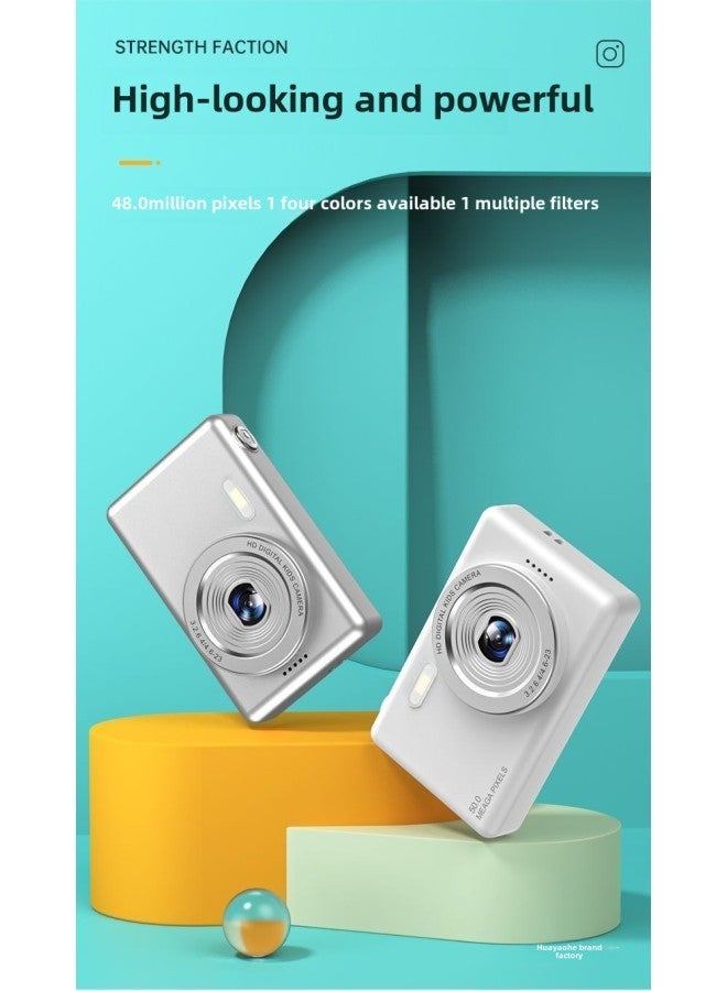 Dual-camera HD Pixel Ccd Digital Camera Self-timer Vlog Small Card Machine Student Campus Introduction To Mobile Phone-Body Color: Xx*6 Shy Powder - No Memory Card/cannot Shoot - Image 5