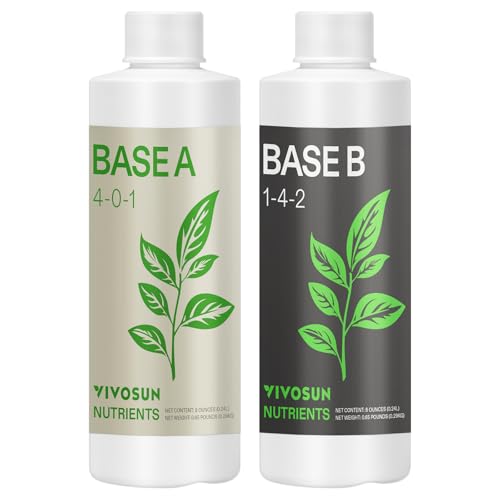 VIVOSUN Liquid Nutrients Base A & B Bundle, Grow Big Hydroponic Fertilizer, Supports Vegetative and Flowering Stages for Outdoor, Indoor Plants, Best Plant Food, Set of 8oz - Image 1