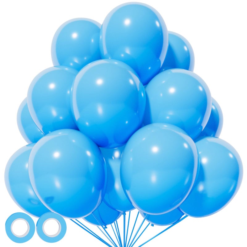KUULBELA Light Blue Balloon 110pcs Blue Latex Balloons12 inch for Birthday Weddingwith 2 Ribbons - Image 3