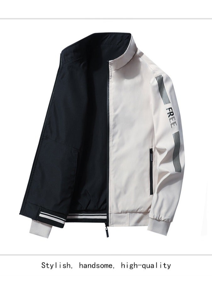 NIBEMINENT Men’s Reversible Jacket Men's Pilot Baseball Uniform Reversible Wearable Loose Padded Men's Motorcycle Jacket Men's Jacket Fashion Casual Men's Clothing  - Image 3