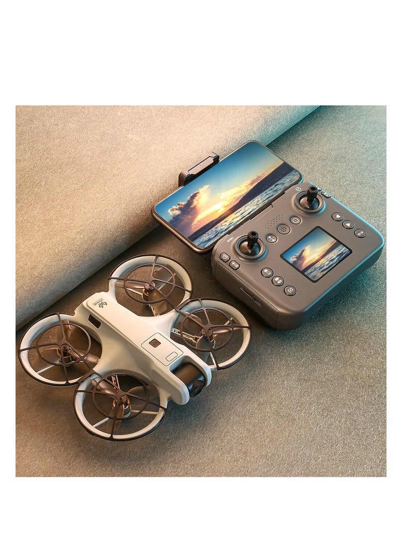 WiFi FPV Drone with LCD Screen Controller – Dual HD Camera, Brushless Motors, Obstacle Avoidance, Optical Flow Hover, Auto Path Flight, Circle Protection, LED Lights, Altitude Hold, 360° Flip – RC Quadcopter Toy for Kids & Beginners