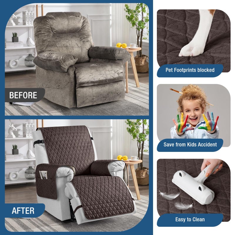 TAOCOCO 100% Waterproof Recliner Cover - Recliner Cover with Non-Slip Granule, Recliner Chair Covers with Elastic Band, Recliner Chair Covers for Reclining Chair(Chocolate, Small-22'') - Image 4