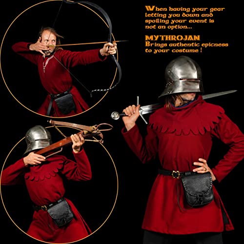 Mythrojan حقيبة حزام جلدية من ميثروجان - حقيبة جلدية أصلية من العصور الوسطى لملحقات الأزياء، حقيبة عملة حزام الفايكنج، محفظة النهضة لفعاليات LARP، الخيال، مهرجان النهضة، هالوين - سوداء - Image 4