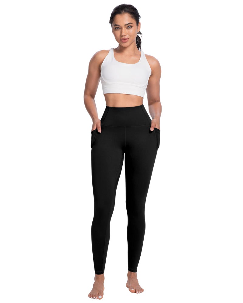 NORMOV 4 Packs Yoga Leggings with Pockets for Women, Soft High Waisted Tummy Control Workout Pants(Black/Dark Gray/Burgundy/Navy,XL) - Image 2