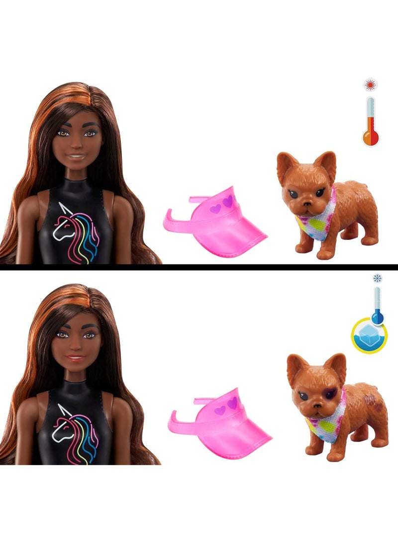Barbie Color Reveal Totally Neon Fashions Doll with Orange-Streaked Brunette Hair & 25 Surprises Including Color Change, Gift for Kids - Image 3