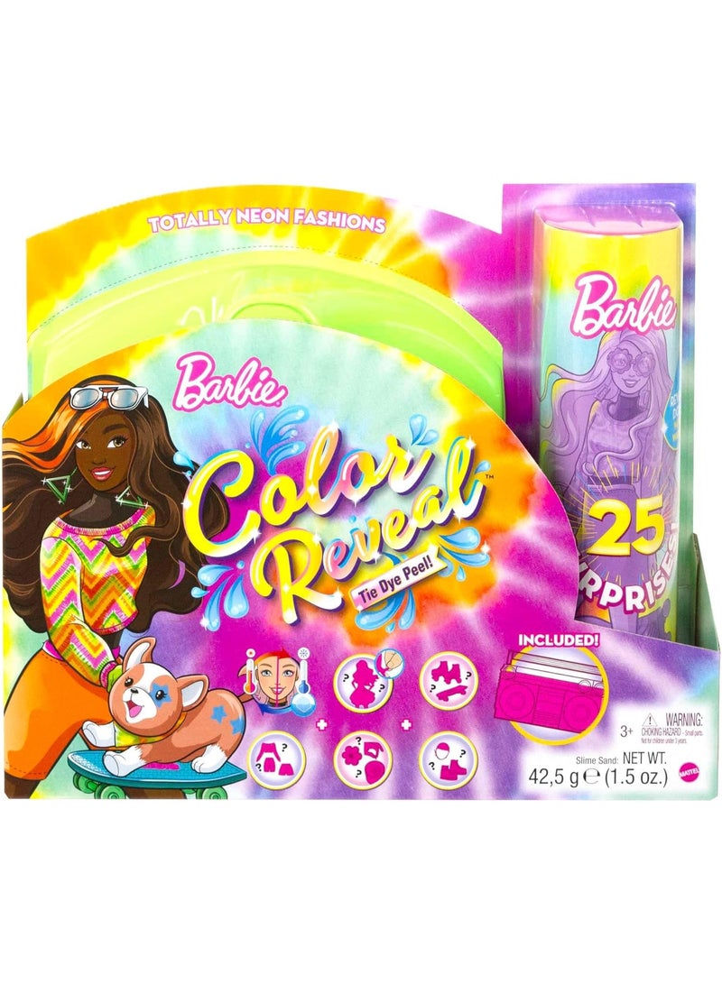 Barbie Color Reveal Totally Neon Fashions Doll with Orange-Streaked Brunette Hair & 25 Surprises Including Color Change, Gift for Kids - Image 1