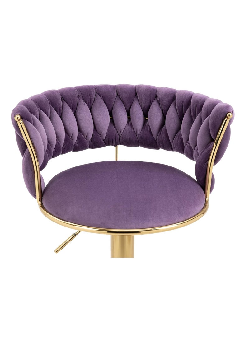Generic - Swivel Velvet Purple Bar Stools, Adjustable Counter Height Barstools Gray Bar Chairs Modern Counter Stools - Image 1