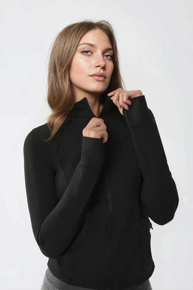 Hiccup Black Fitted Knitted Turtleneck Active Top for Women | Best Price UAE