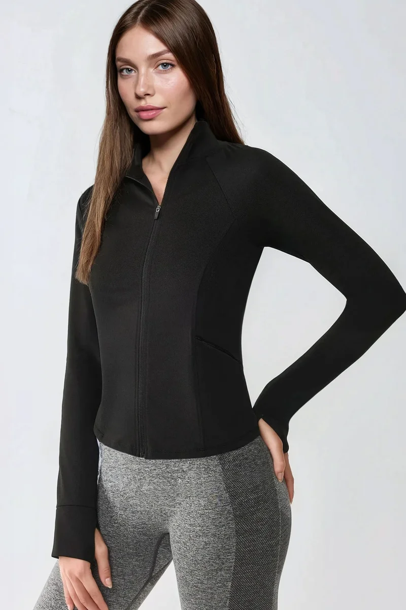 Hiccup Black Fitted Knitted Turtleneck Active Top for Women | Best Price UAE