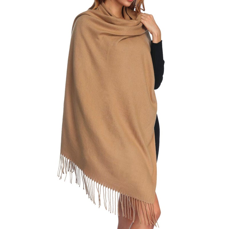 OHAYOMI Womens Thick Soft Pashmina Shawl Wrap Scarf Warm Solid Color Stole - Image 1