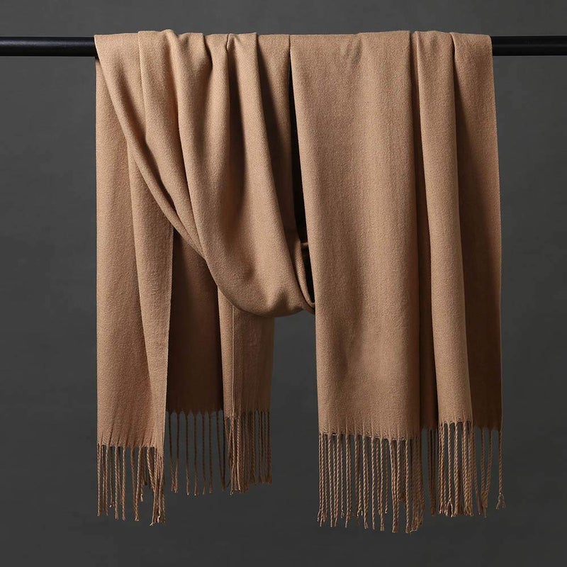 OHAYOMI Womens Thick Soft Pashmina Shawl Wrap Scarf Warm Solid Color Stole - Image 3