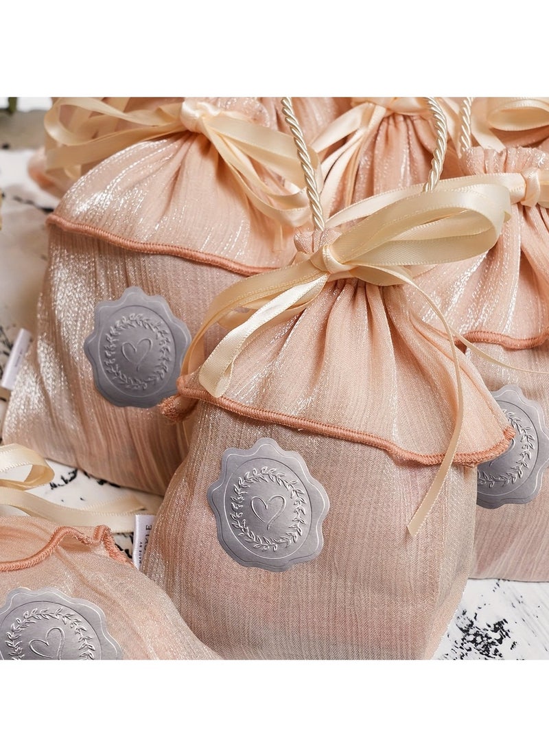 6 sheets silver embossed heart stickers, self-adhesive heart envelope sealing wax sticker labels for wedding party invitations, gift bag stickers, envelope stickers - Image 5