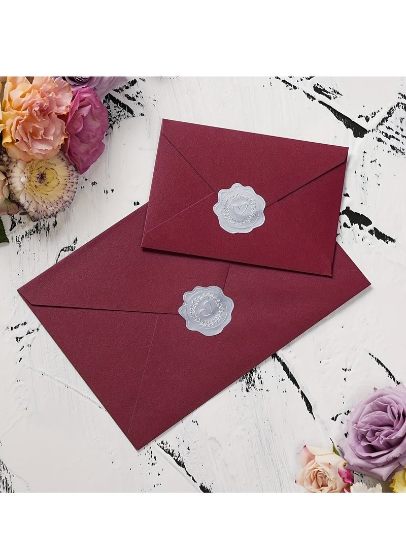 6 sheets silver embossed heart stickers, self-adhesive heart envelope sealing wax sticker labels for wedding party invitations, gift bag stickers, envelope stickers - Image 4
