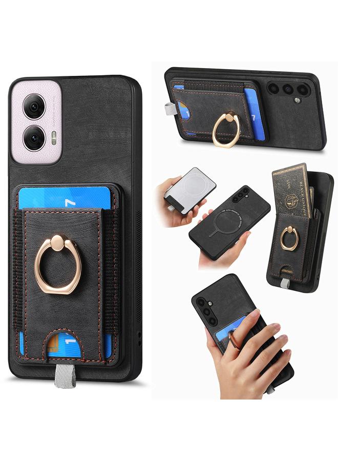 اس-توب جراب هاتف موتورولا موتو جي باور 2024 5G بتصميم كلاسيكي مع حقيبة بطاقات مغناطيسية قابلة للفصل - Image 1