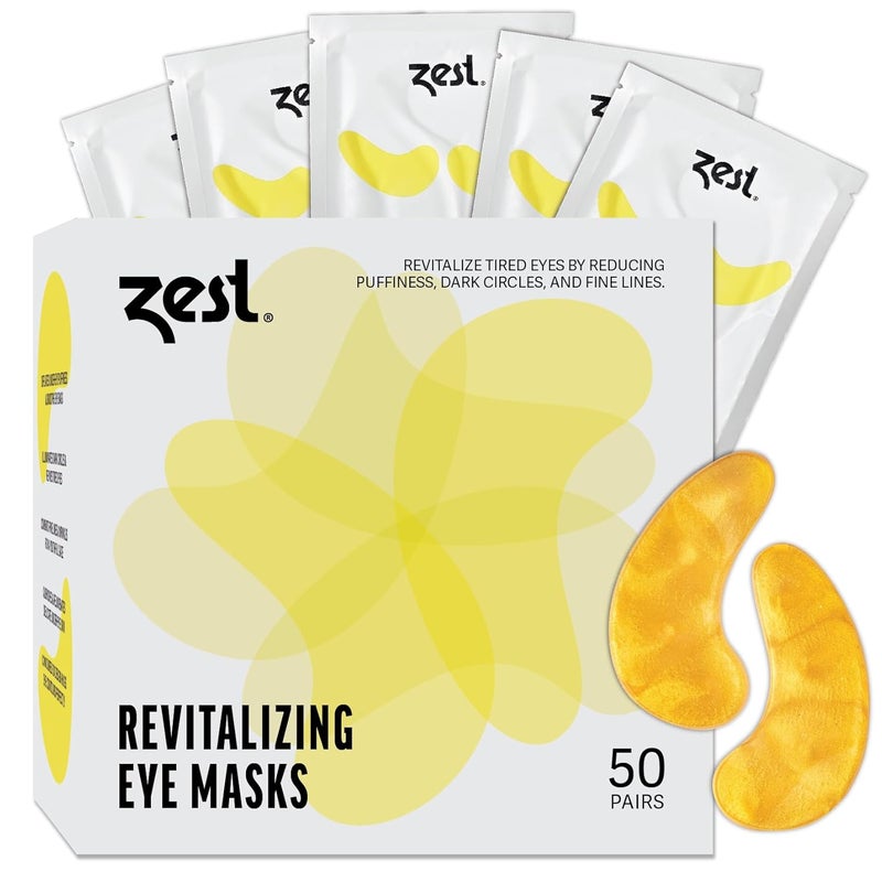 Zest 50 Pairs 24k Gold Gel Crystal Collagen Eye Mask Under Eye Pads for Moisturizing Reducing Fine Lines Dark Circles Puffy Eyes Patch for Women and Men - Image 1