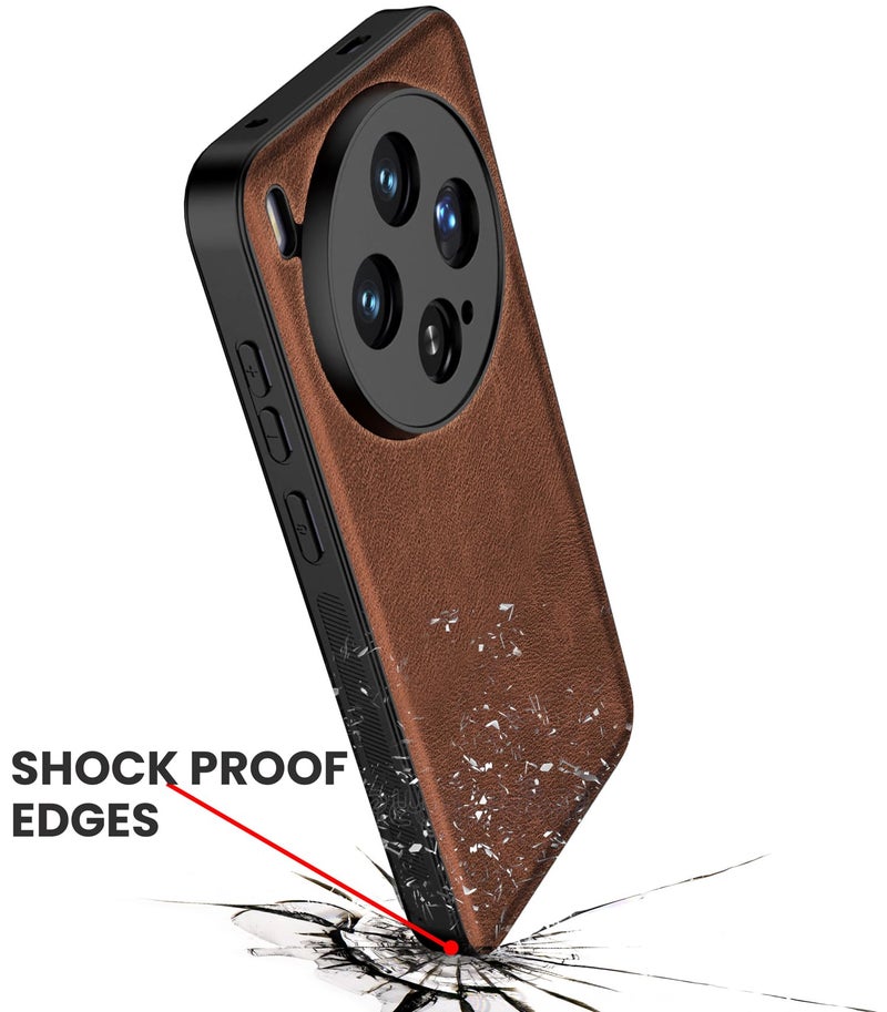 Kapa Tux Leather Back Cover for Vivo X300 5G | Slim Shockproof Camera Protection Bumper Case (Brown) - Image 5