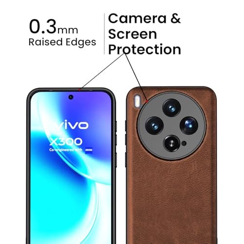 Kapa Tux Leather Back Cover for Vivo X300 5G | Slim Shockproof Camera Protection Bumper Case (Brown) - Image 4