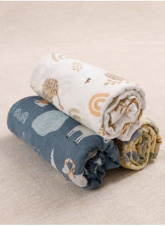 Mr. Penda Muslin Swaddle Blankets for Baby, 3 Pack Breathable Soft Receiving Blanket, Large 120*110cm Swaddle Wrap Burping Clothes, Essentials Infant Shower Items, Toddler Gift (Animal Pattern)  - Image 3