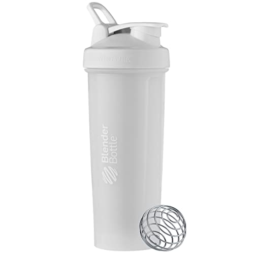 BlenderBottle زجاجة خلط بلندر بوتل كلاسيك V2 مثالية لاهتزازات البروتين وما قبل التمرين، سعة 32 أونصة، بيضاء - Image 1