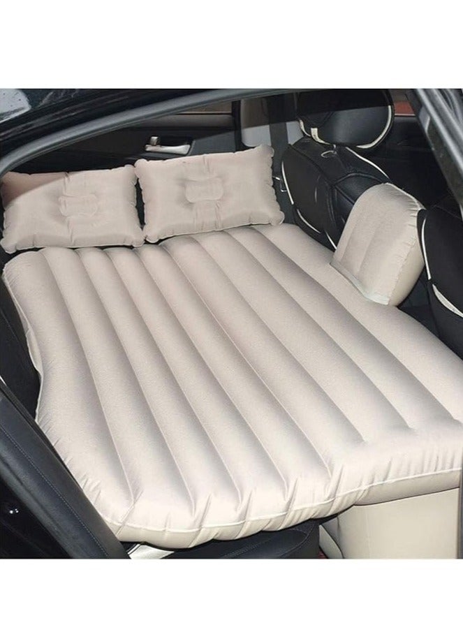 Car Inflatable Mattress Air Mattress 138*90*45CM Car Travel Bed Travel Inflatable Back Seat Air Bed Cushion with 2 Pillows and Air Pump Car Inflatable Bed for Car Camping（Beige） - Image 2