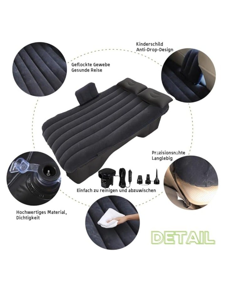 Car Inflatable Mattress Air Mattress 138*90*45CM Car Travel Bed Travel Inflatable Back Seat Air Bed Cushion with 2 Pillows and Air Pump Car Inflatable Bed for Car Camping（Beige） - Image 3