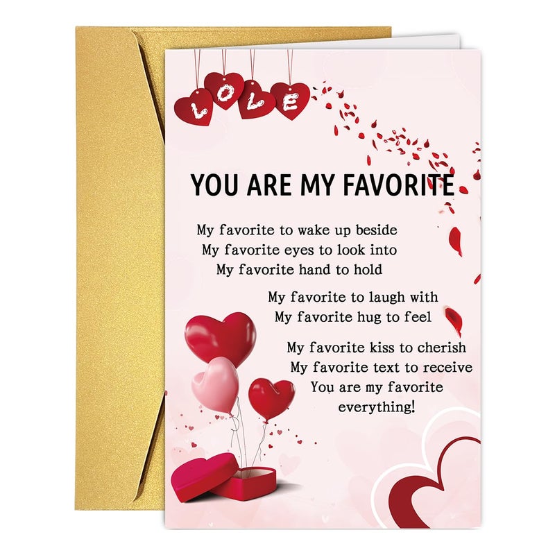 Bhiosng Romantic Happy Valentines Day Card for Him Her, Sweet Valentines Day&Anniversary Card for Husband Wife Boyfriend Girlfriend Partner, Poem Love You Cards for Women Men - Image 1