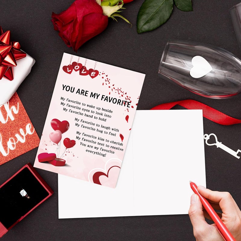 Bhiosng Romantic Happy Valentines Day Card for Him Her, Sweet Valentines Day&Anniversary Card for Husband Wife Boyfriend Girlfriend Partner, Poem Love You Cards for Women Men - Image 3