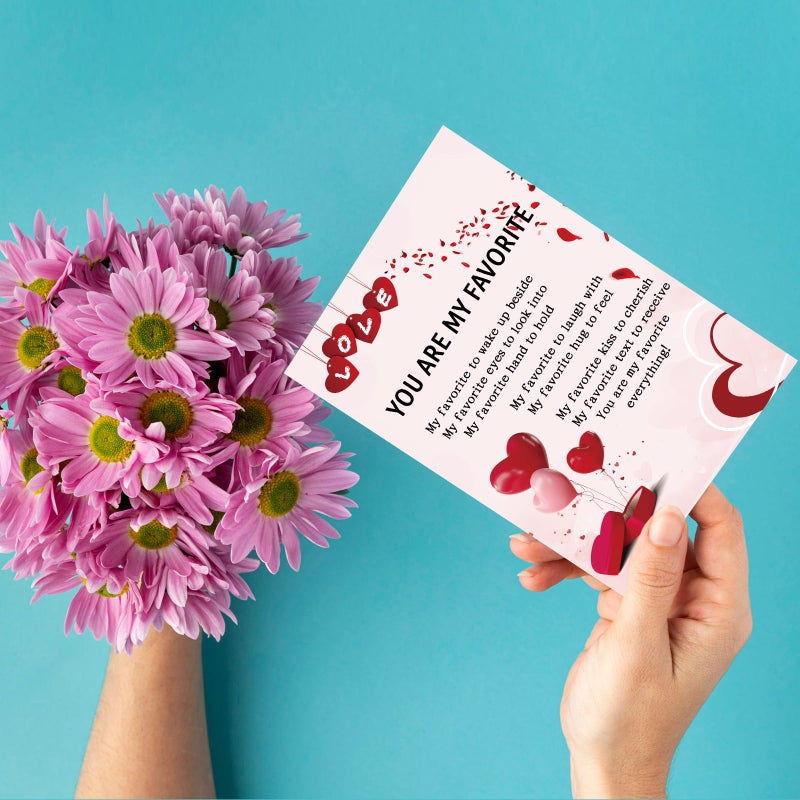 Bhiosng Romantic Happy Valentines Day Card for Him Her, Sweet Valentines Day&Anniversary Card for Husband Wife Boyfriend Girlfriend Partner, Poem Love You Cards for Women Men - Image 2