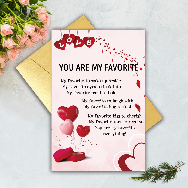 Bhiosng Romantic Happy Valentines Day Card for Him Her, Sweet Valentines Day&Anniversary Card for Husband Wife Boyfriend Girlfriend Partner, Poem Love You Cards for Women Men - Image 5