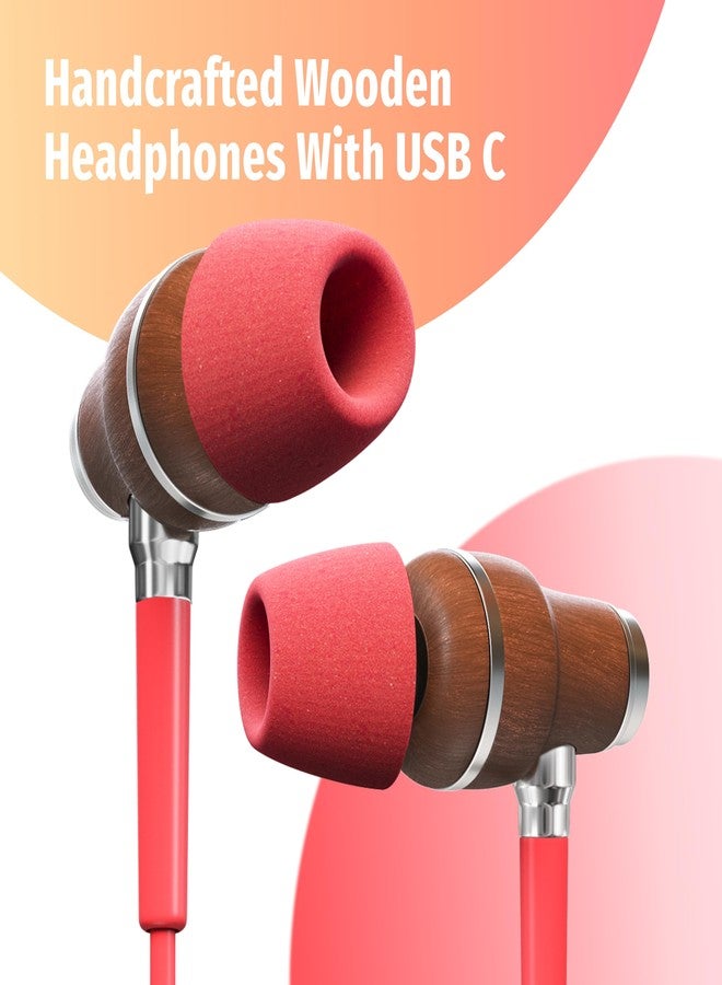 Symphonized Premium Wooden iPhone Earphones Wired (USB C) Deep Bass Sound, 3D Sound, Microphone Volume Control, 90% Noise Cancelling for Type C Devices. Earphones for iPhone 15 to 17 & Android - Image 5