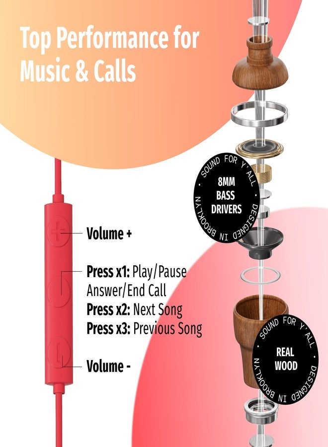 Symphonized Premium Wooden iPhone Earphones Wired (USB C) Deep Bass Sound, 3D Sound, Microphone Volume Control, 90% Noise Cancelling for Type C Devices. Earphones for iPhone 15 to 17 & Android - Image 3